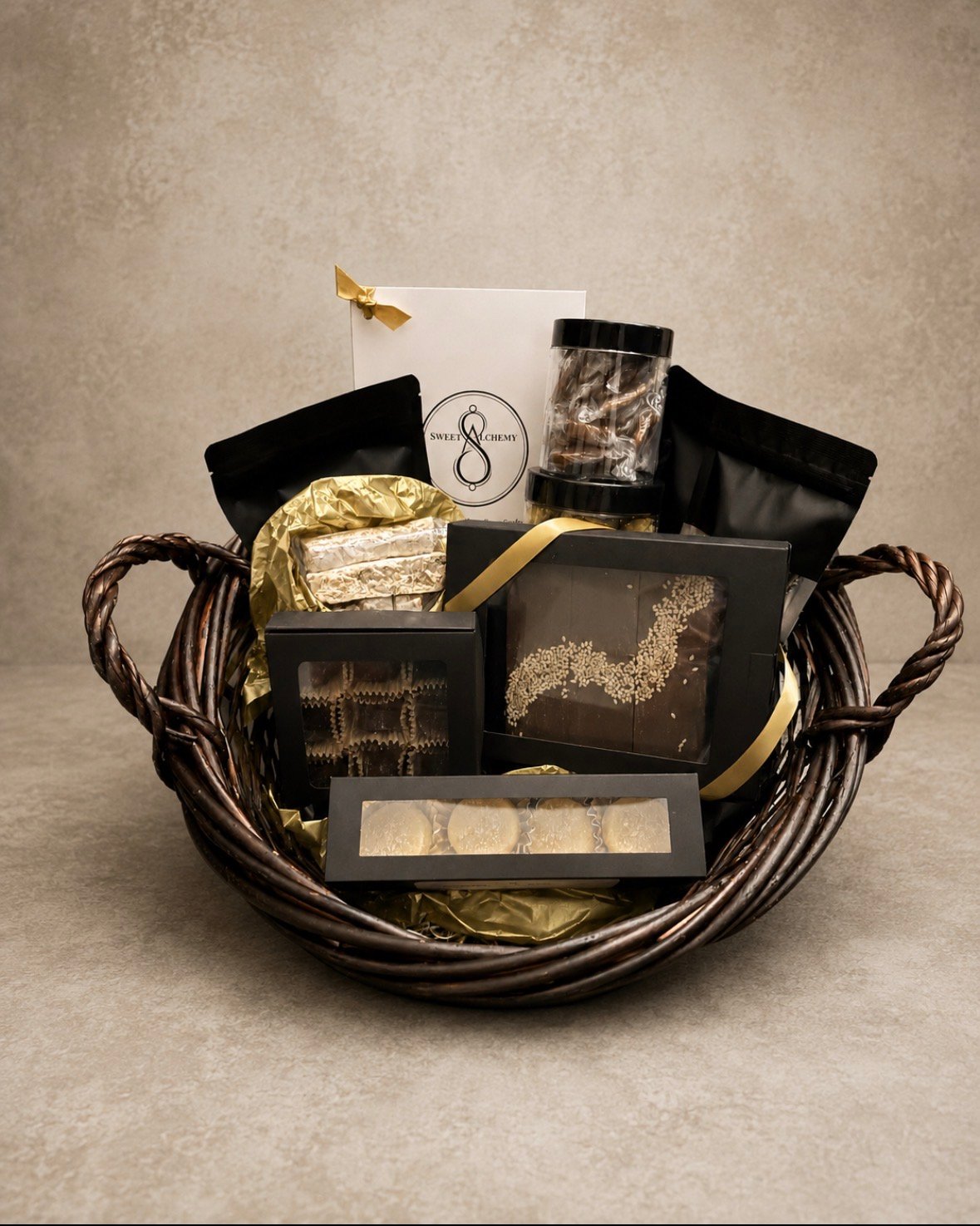 Diverse gift basket assortment